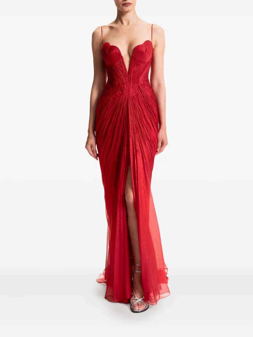 Maria Lucia Hohan Cecilia maxi-jurk met watervalhals - Rood