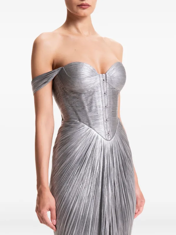 strapless open back dress BABARONI One-Shoulder Pleated Stretch Satin Dress Mist, Mist / US0