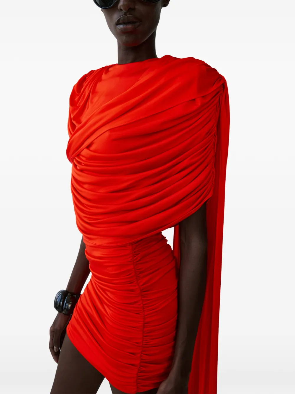 The New Arrivals Ilkyaz Ozel Khara mini-jurk met gedrapeerd detail Rood