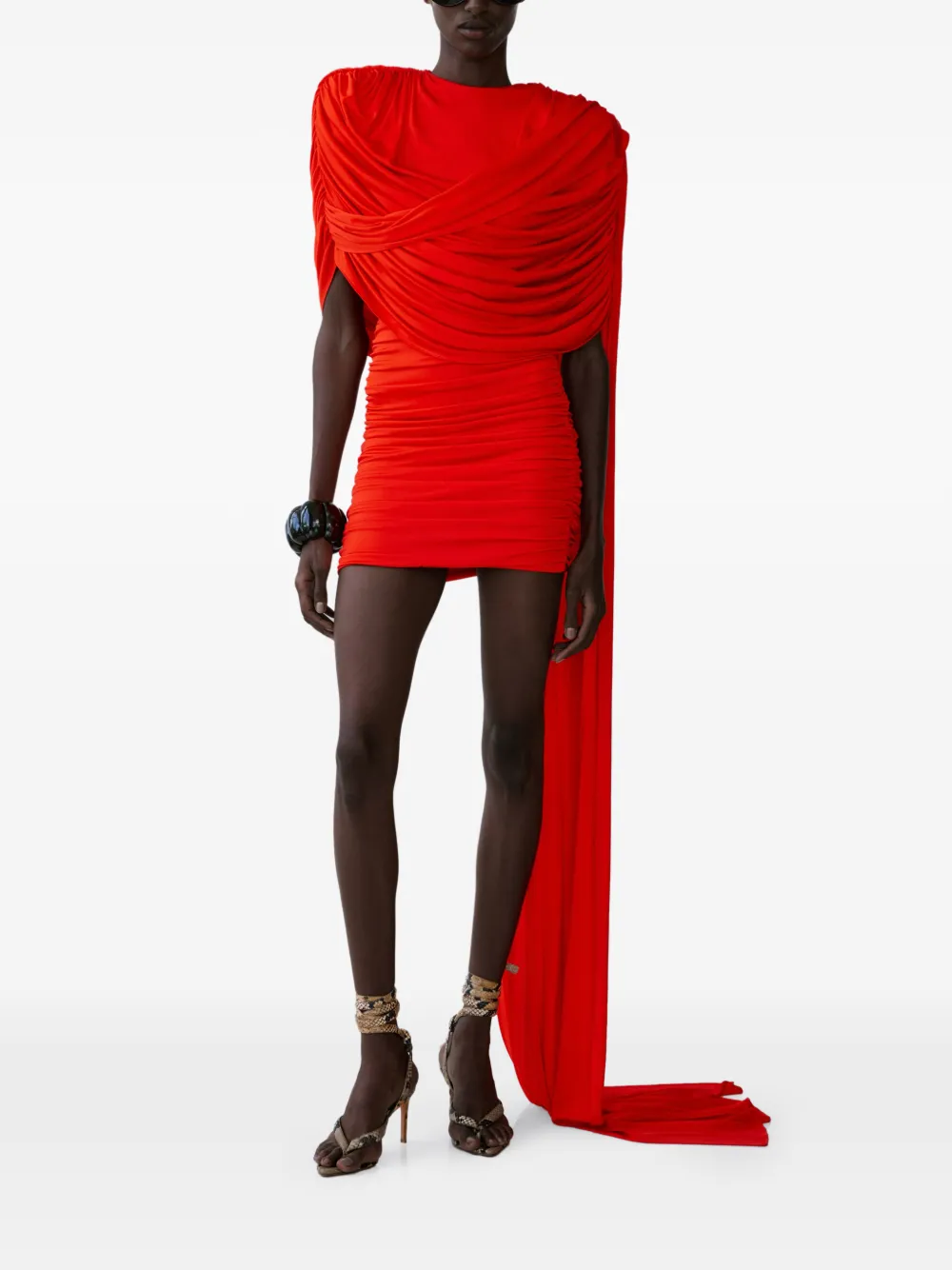 The New Arrivals Ilkyaz Ozel Abito corto Khara con drappeggio - Rosso