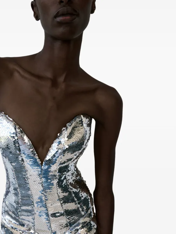 ilkyaz ozel sequin dress The New Arrivals Ilkyaz Ozel Manu Sequin-embellished Satin Gown - Women - Gold Dresses