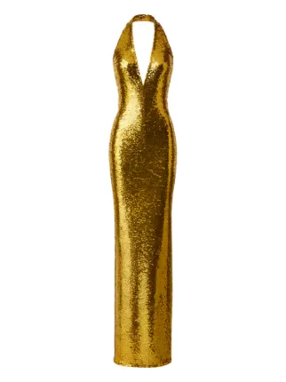 The New Arrivals Ilkyaz Ozel Olympia sequin-embellishment Maxi Dress | Gold