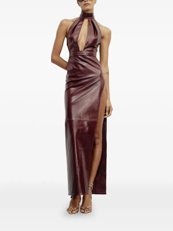 leather burgundy dress Hailey Strapless Faux Leather Minidress in Burgundy main image 1