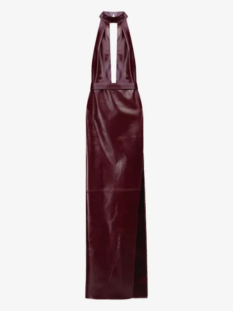 The New Arrivals Ilkyaz Ozel Nessa halterneck leather maxi dress