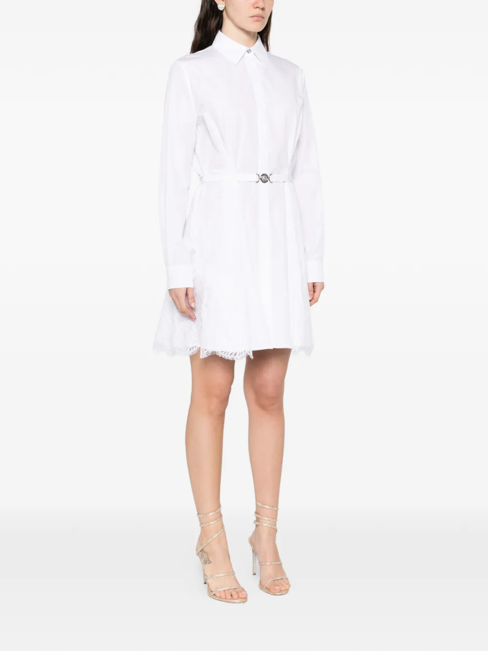  Versace Lace Insert Mini Dress - White 