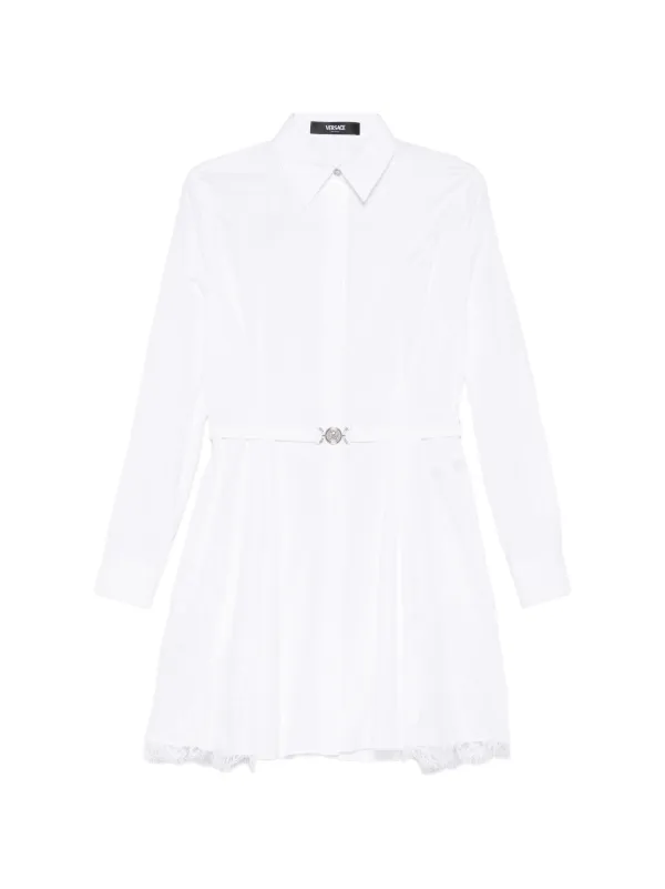 Versace Lace-trim Cotton-poplin Mini Shirt Dress in White