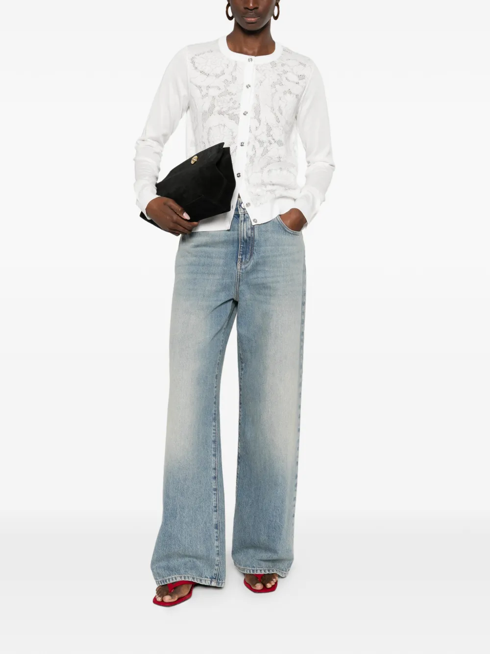 Versace Vest met barok-patroon en kant Wit