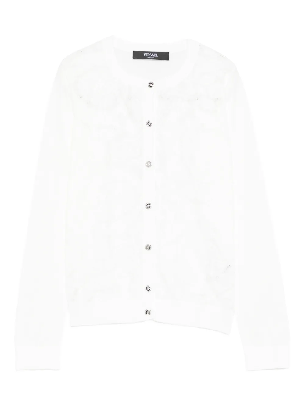 Versace Baroque-pattern lace cardigan - Bianco