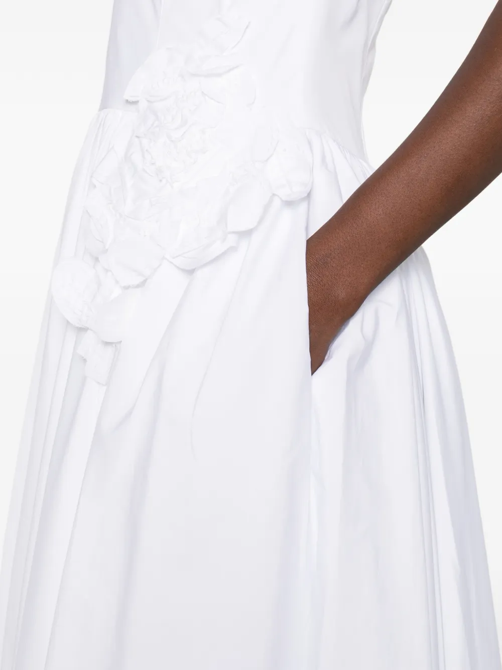 Prada Midi-jurk met V-hals en bloemapplicatie Wit