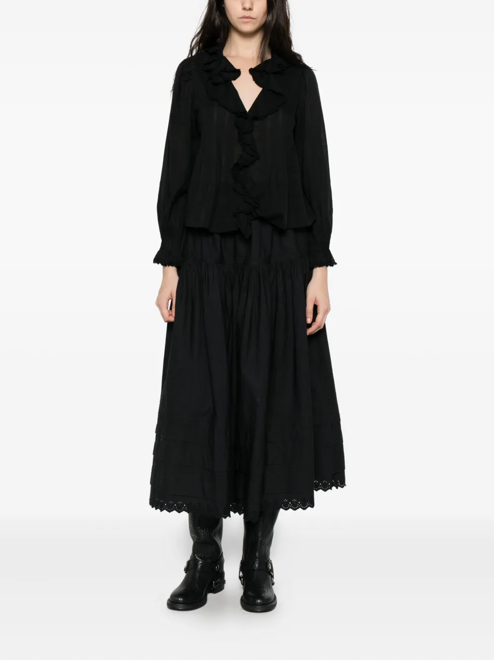 Doen Hardy Long Sleeve Blouse In Black