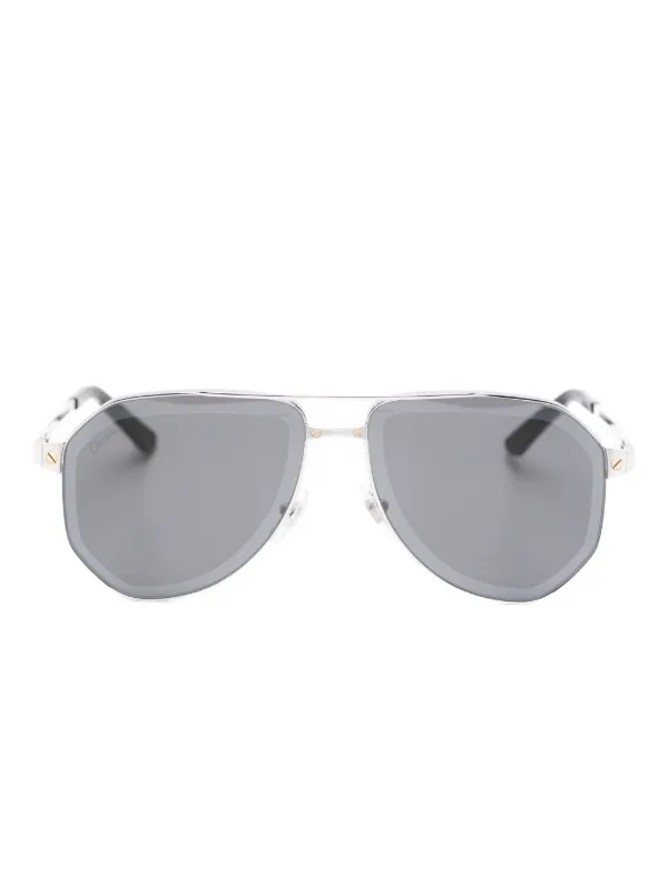 Cartier Eyewear Santos De Cartier Sunglasses in Silver