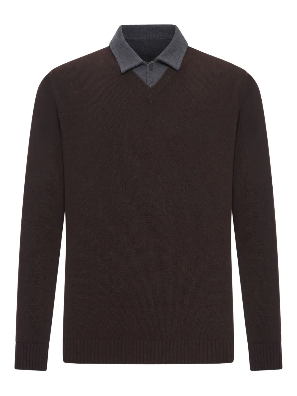 Roberto Collina playera tipo polo con cuello en contraste | marrón | Image 1