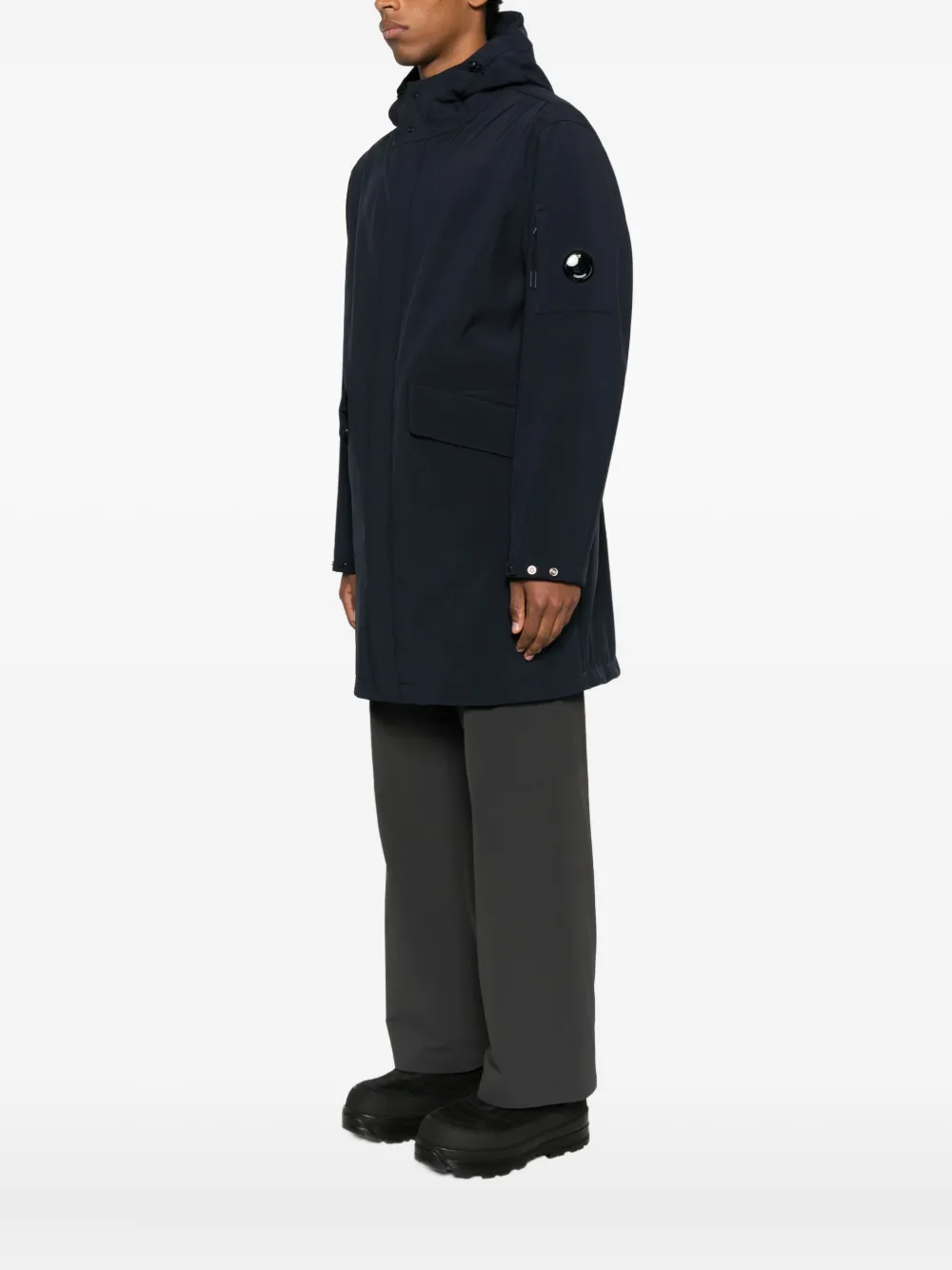 C.p. Company Single-breasted Coat In Black