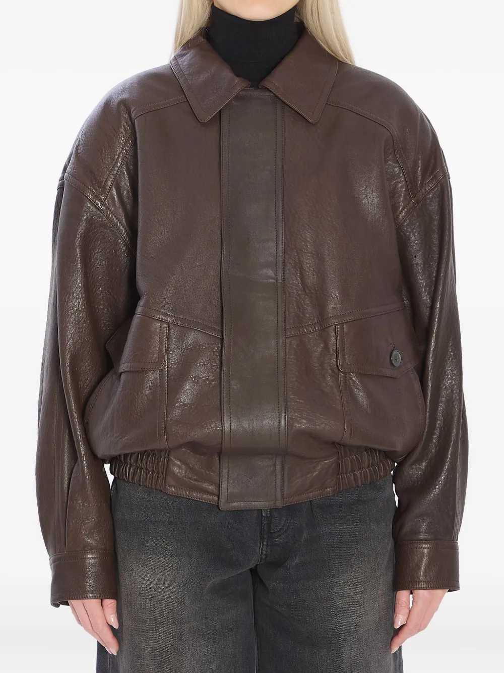 Saint Laurent chaqueta con cuello de pico | marrón | Image 1
