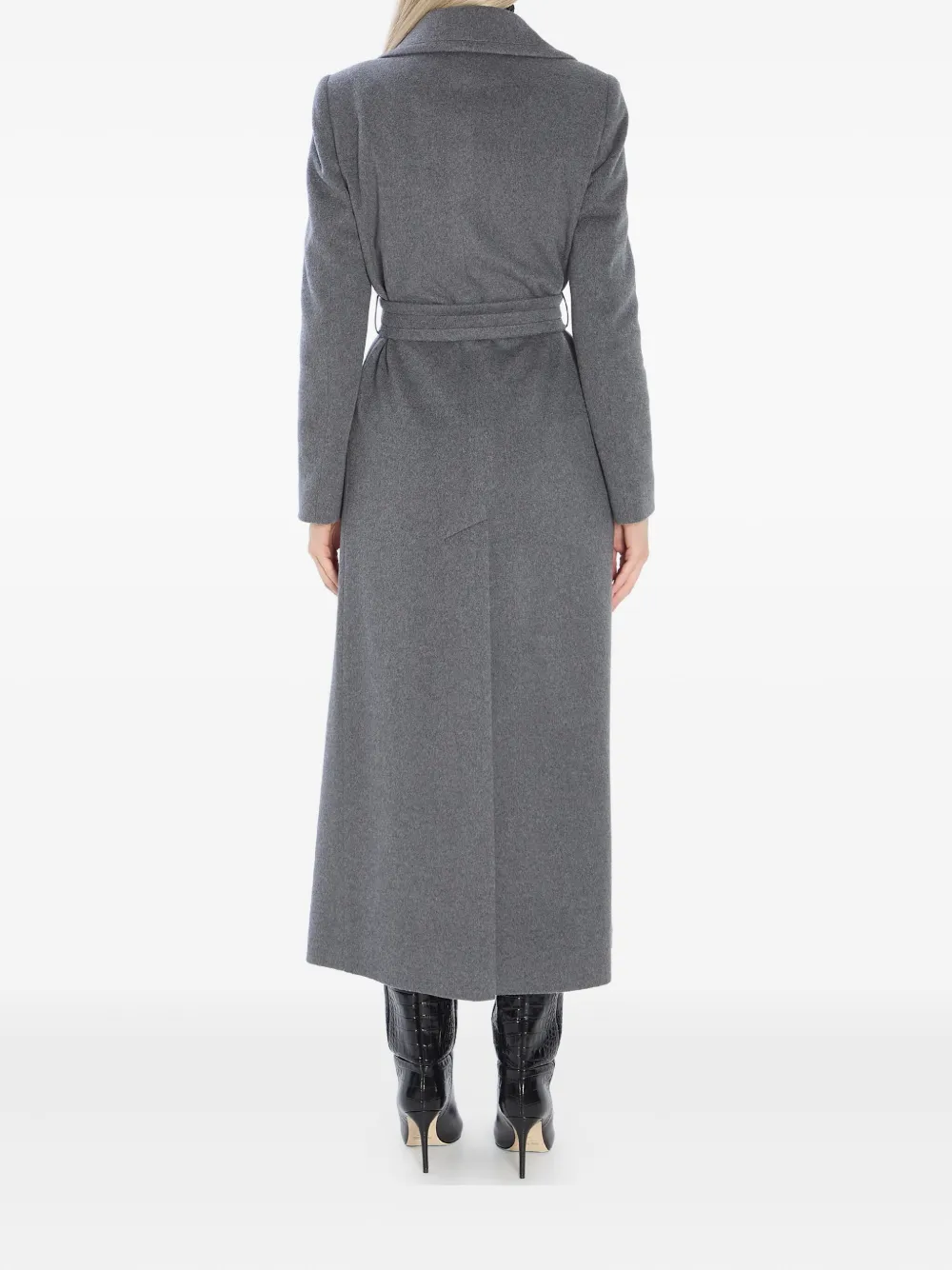 Tagliatore Long Cashmere Coat Removable Belt In Gray