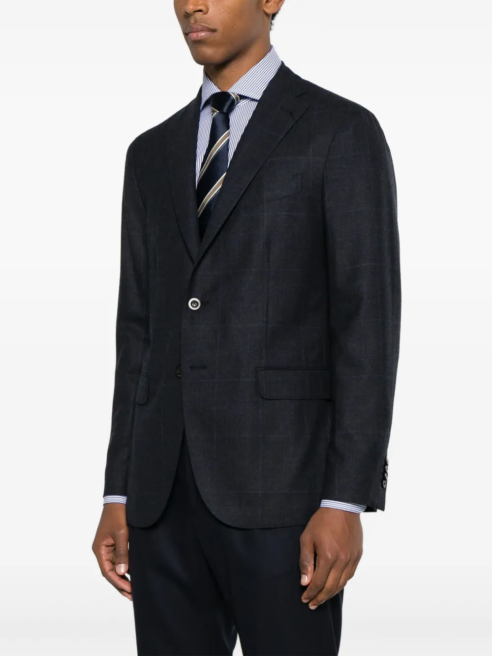 Boglioli Geruite wollen blazer Blauw