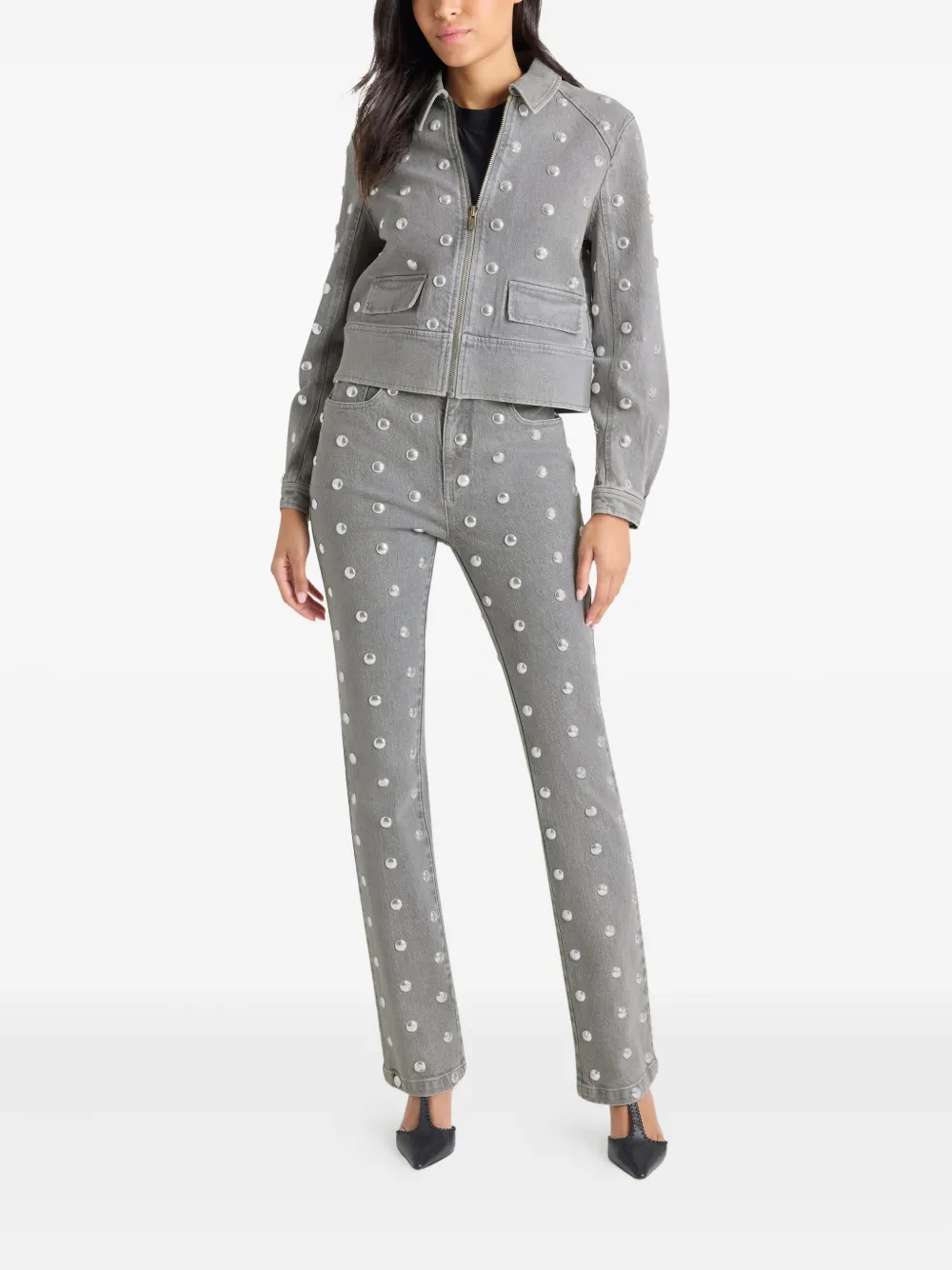 Cinq A Sept Harriet denim jack met studs Grijs