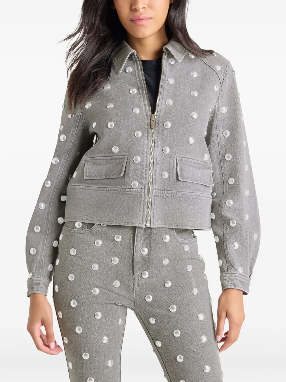 Cinq A Sept Harriet denim jack met studs Grijs