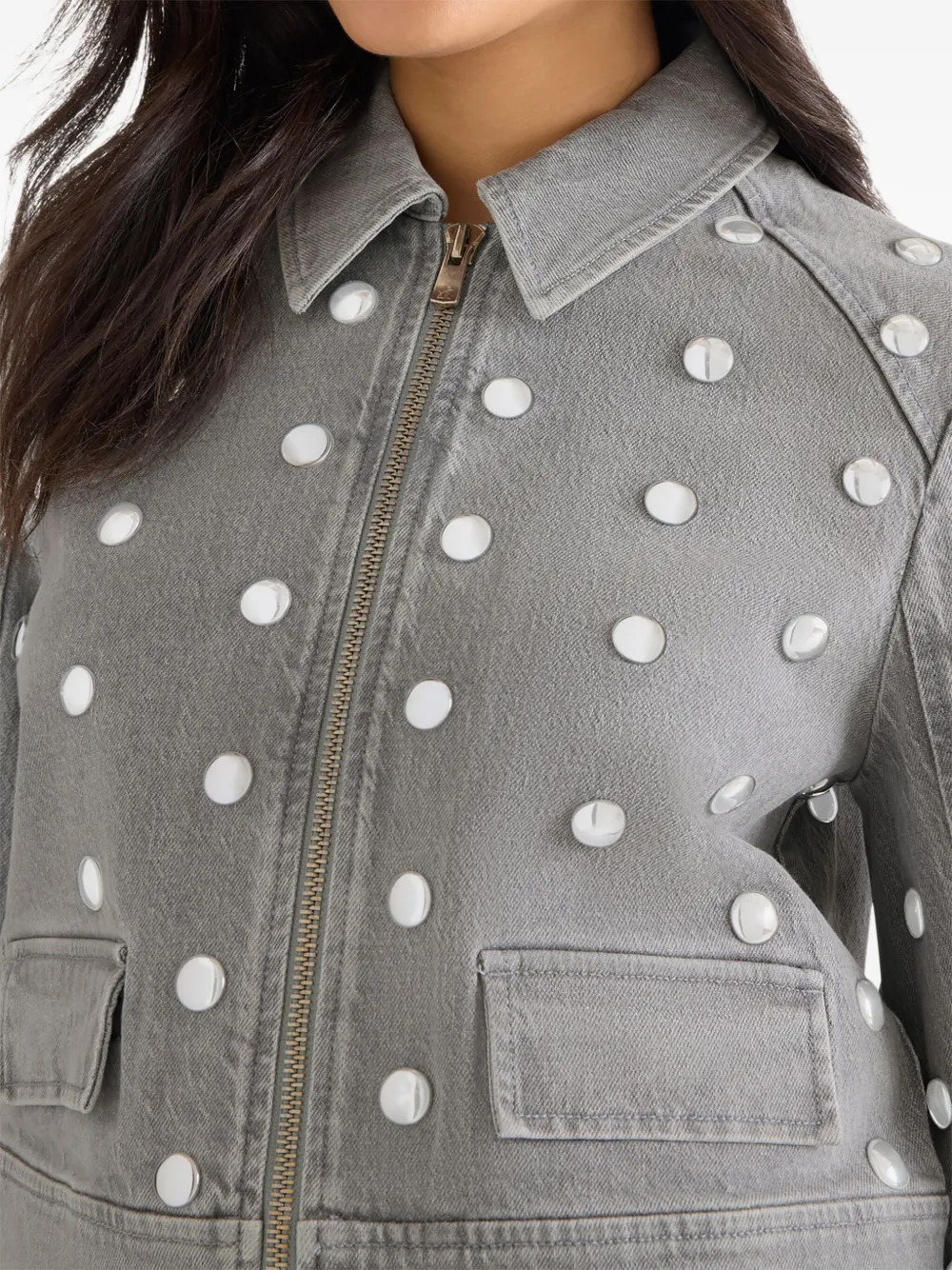 Cinq A Sept Harriet denim jack met studs Grijs