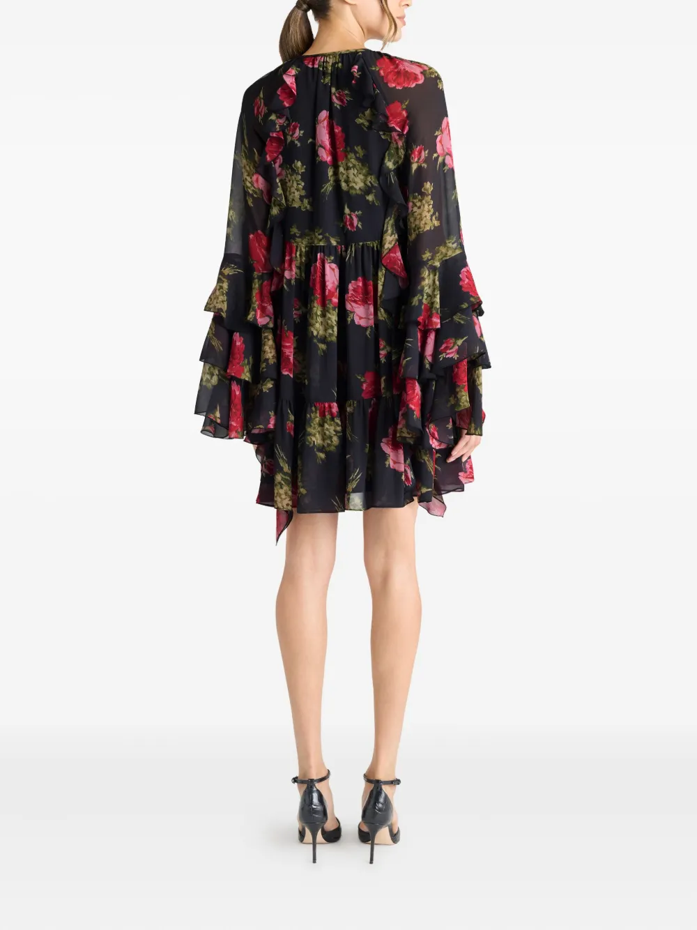 Cinq À Sept Emelia Ruffled Baroque-roses Mini Dress In Multi