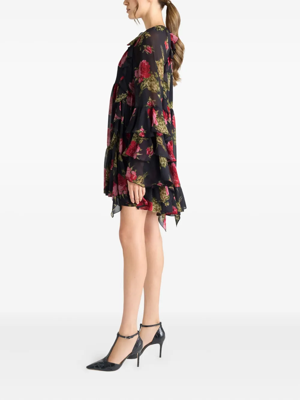 Cinq À Sept Emelia Ruffled Baroque-roses Mini Dress In Multi