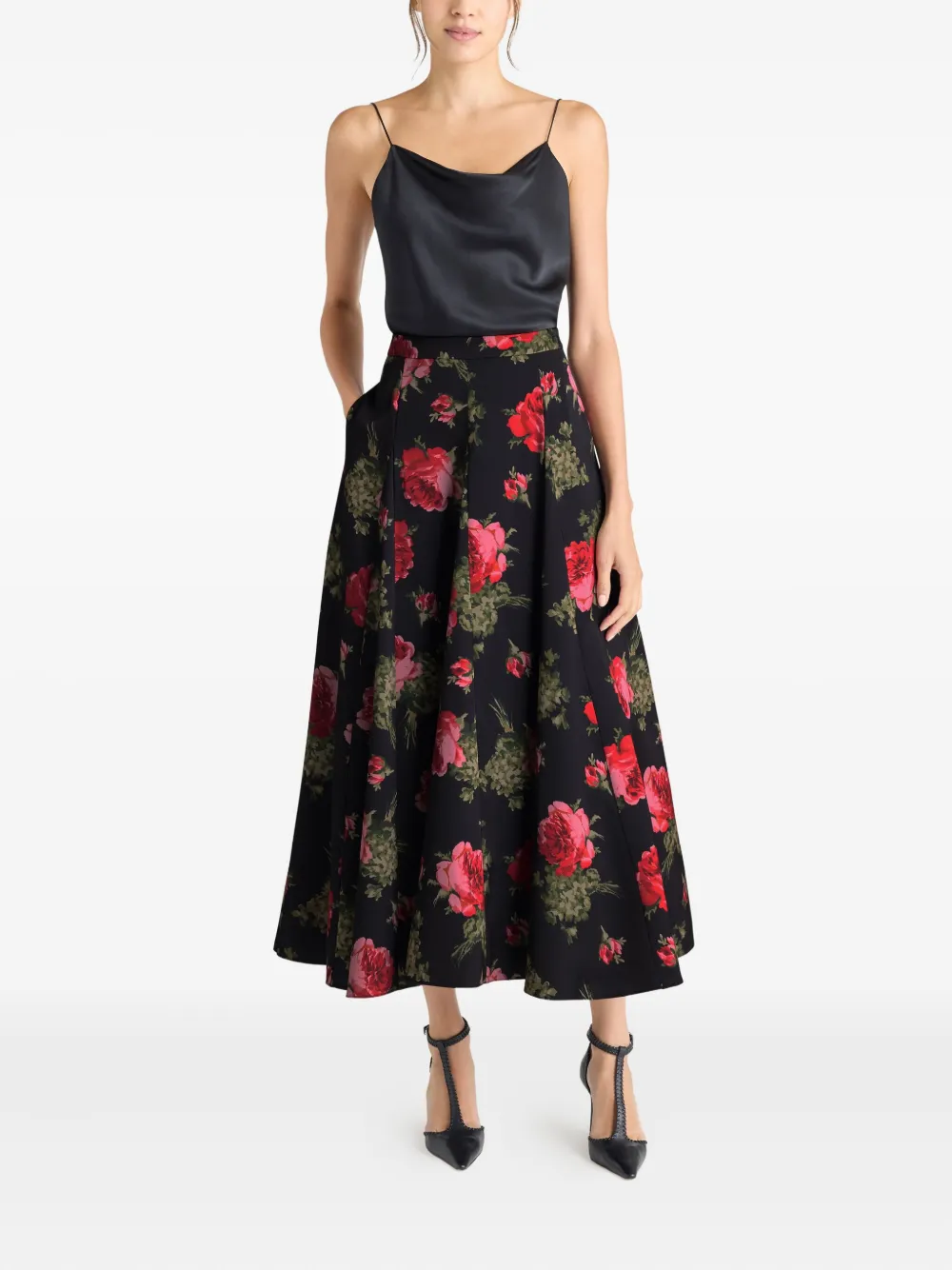 Cinq A Sept Hilda midi-rok met barokprint - Zwart