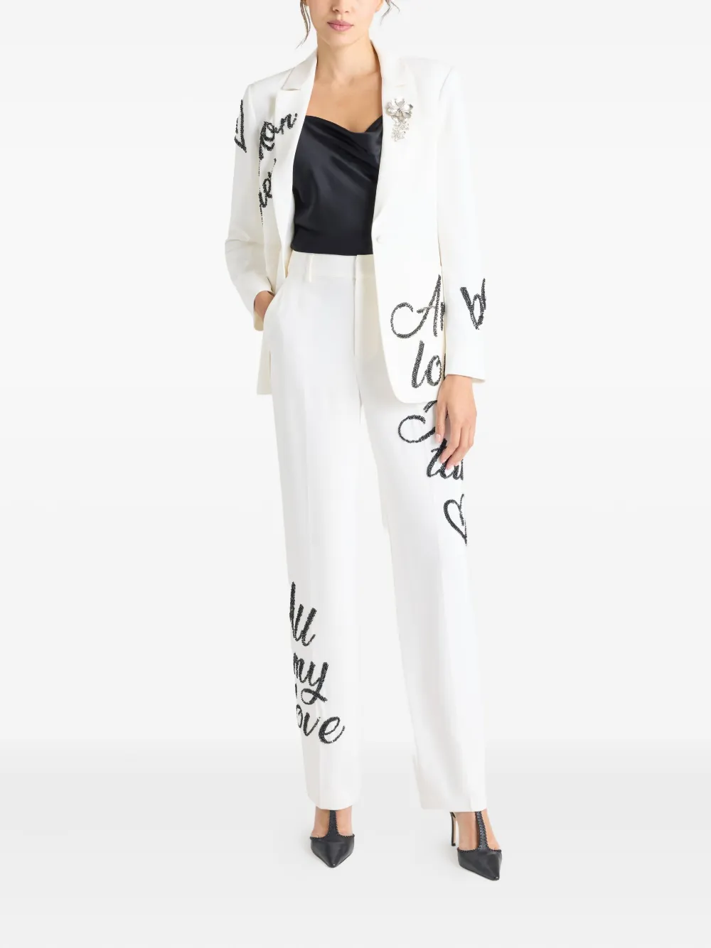 Cinq À Sept Crushed Sequin Loveletter Karlie Blazer In White