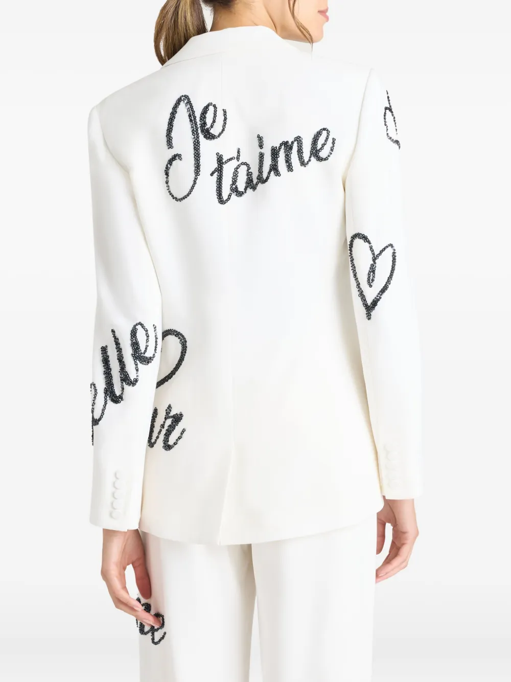 Cinq À Sept Crushed Sequin Loveletter Karlie Blazer In White