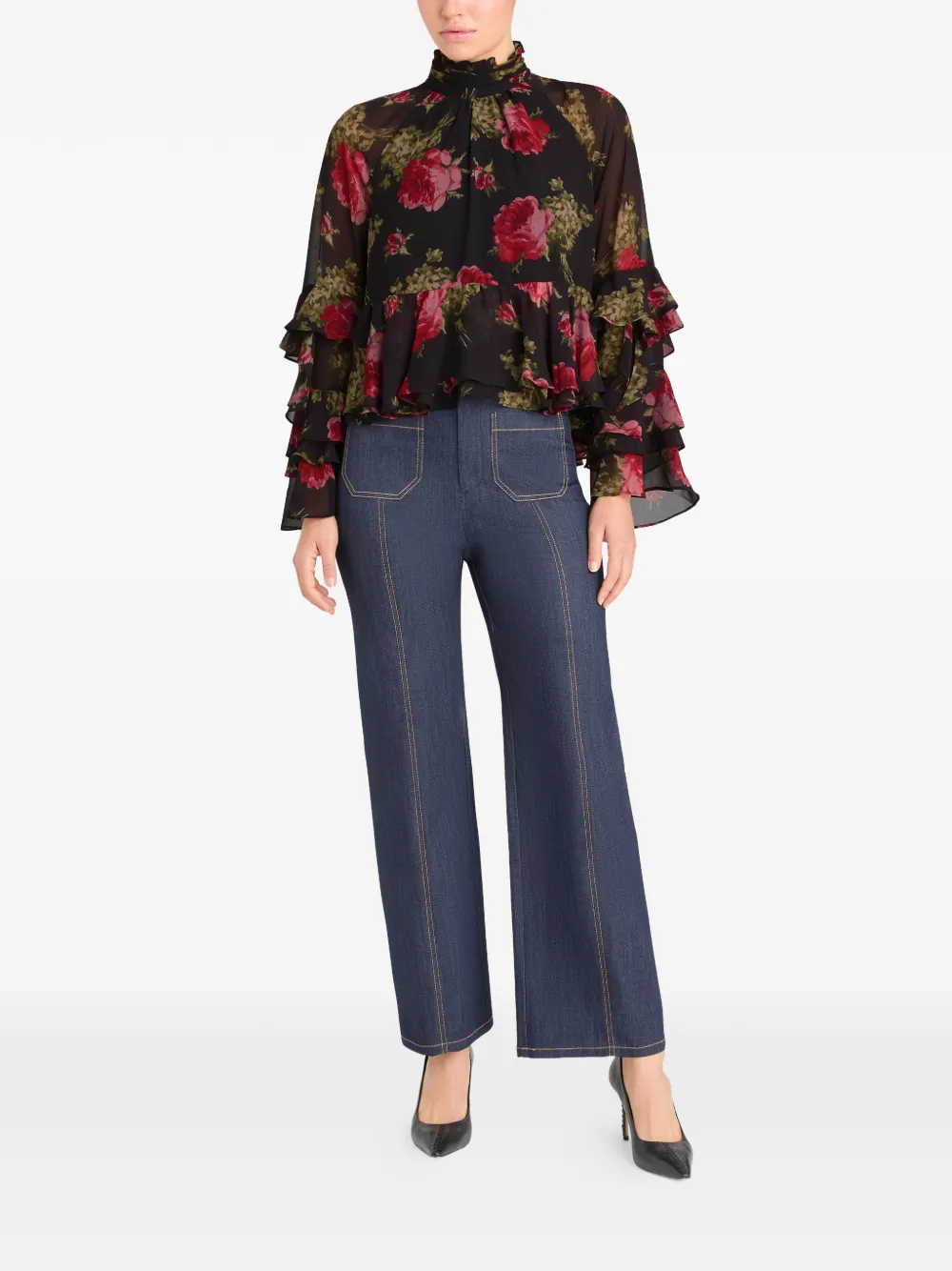 Cinq A Sept Skylah ruffled floral blouse - Zwart