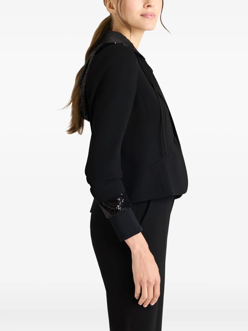 Cinq A Sept Le Petit Khloe jack met capuchon en pailletten Zwart