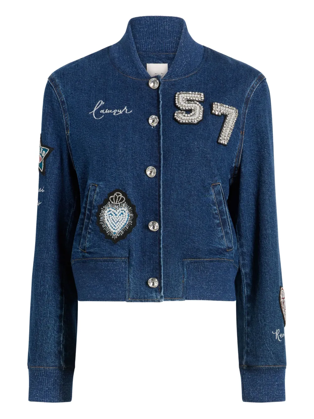 Cinq A Sept Dominique embellished denim jacket - Blu