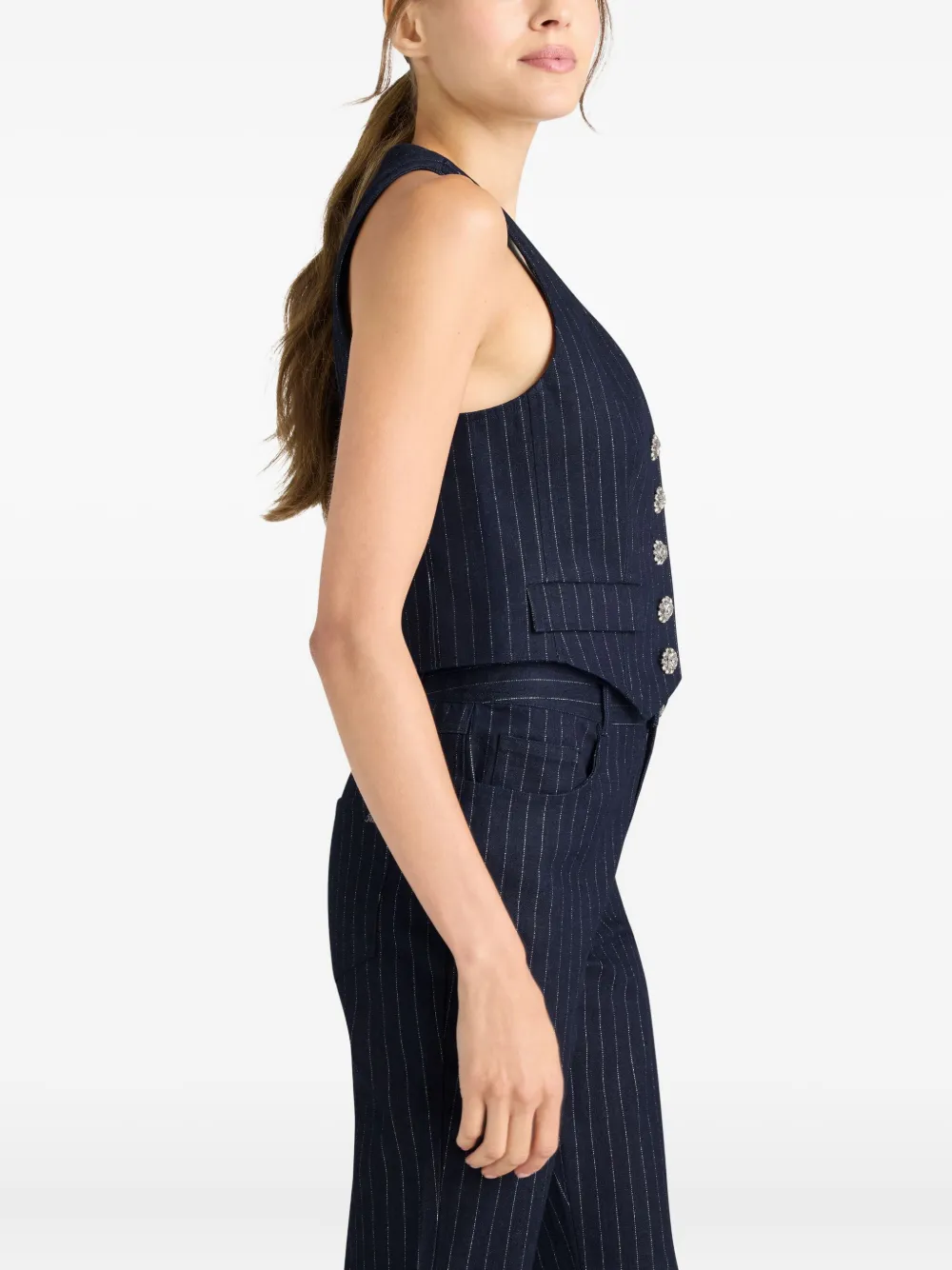 Cinq A Sept Anderson top verfraaid met krijtstreep Blauw