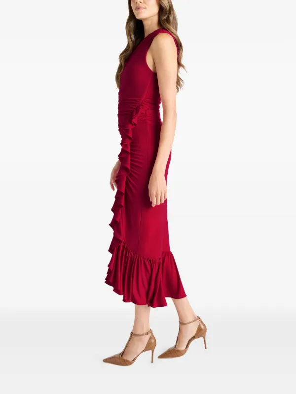 knee length dresses for ladies Ondine Ruffle Midi Dress - Claret main image 0