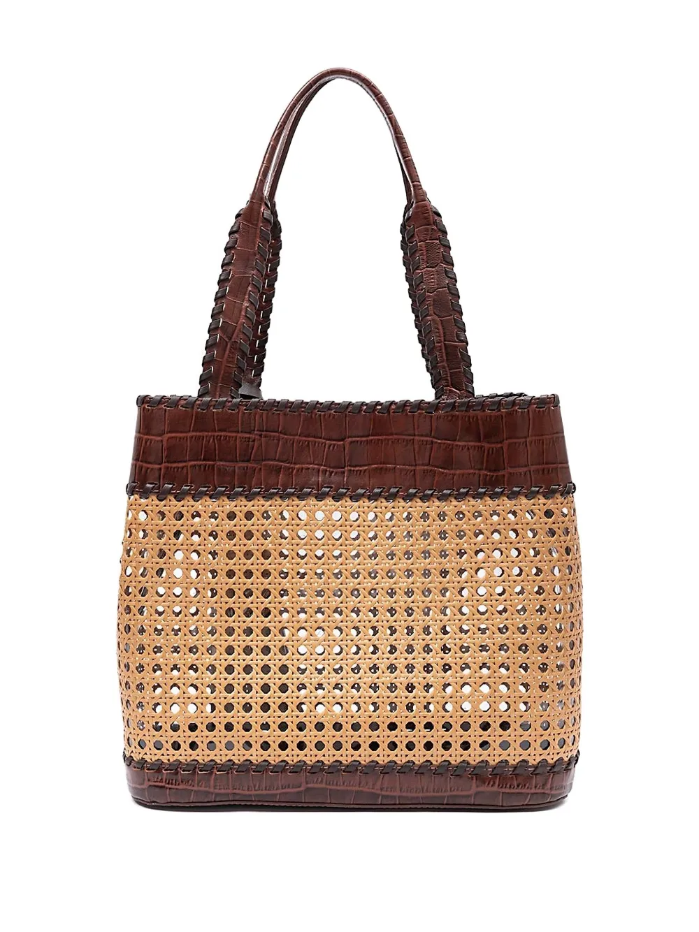 &isla Sextavada Woven Tassel Shoulder Bag In Brown