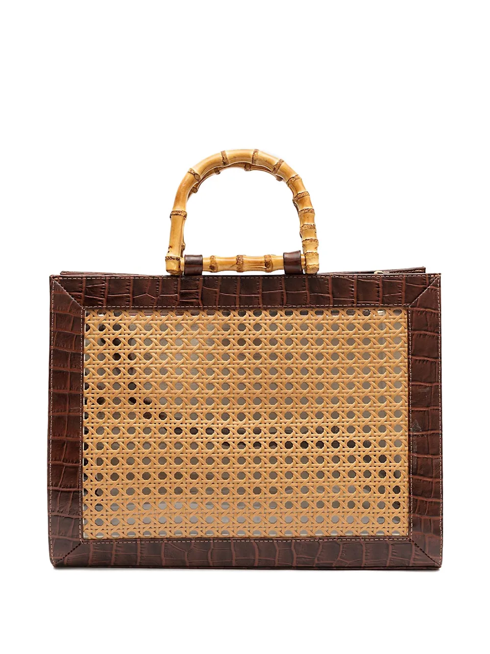 &isla Medium Diana Crocodile-effect Woven Tote Bag In Brown