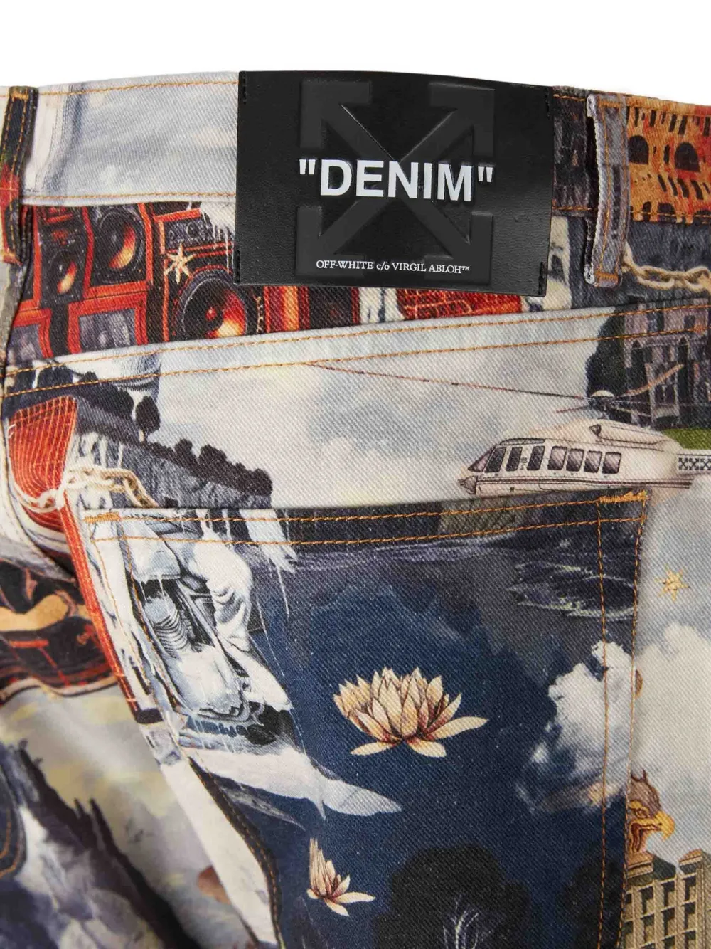 Off-White Flared jeans met print Beige