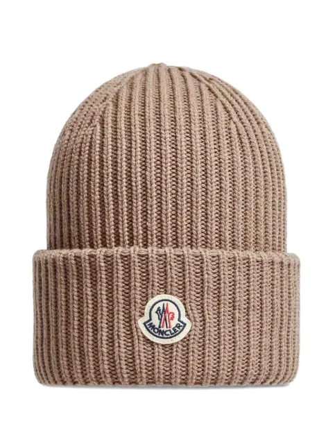 Moncler ribbed logo-patch beanie hat