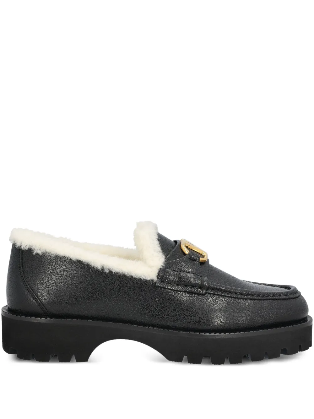 Valentino Garavani Leren loafers met logo Zwart