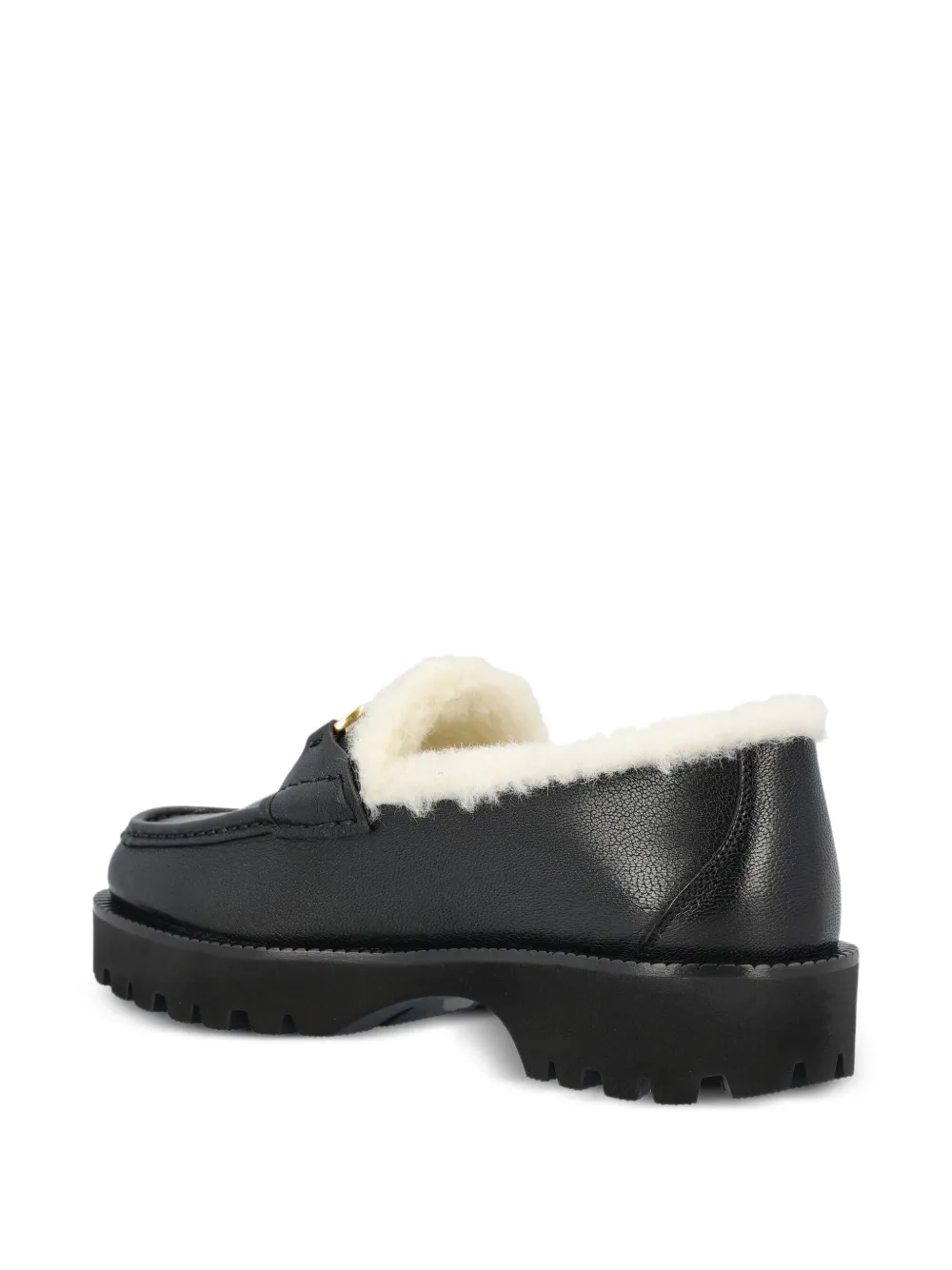 Valentino Garavani Leren loafers met logo - Zwart