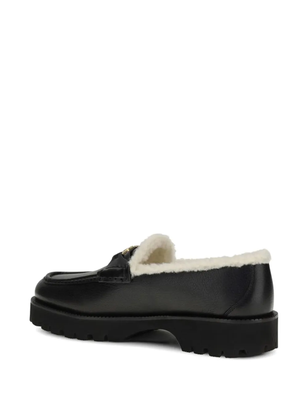 Valentino Garavani Leren loafers met logo Zwart