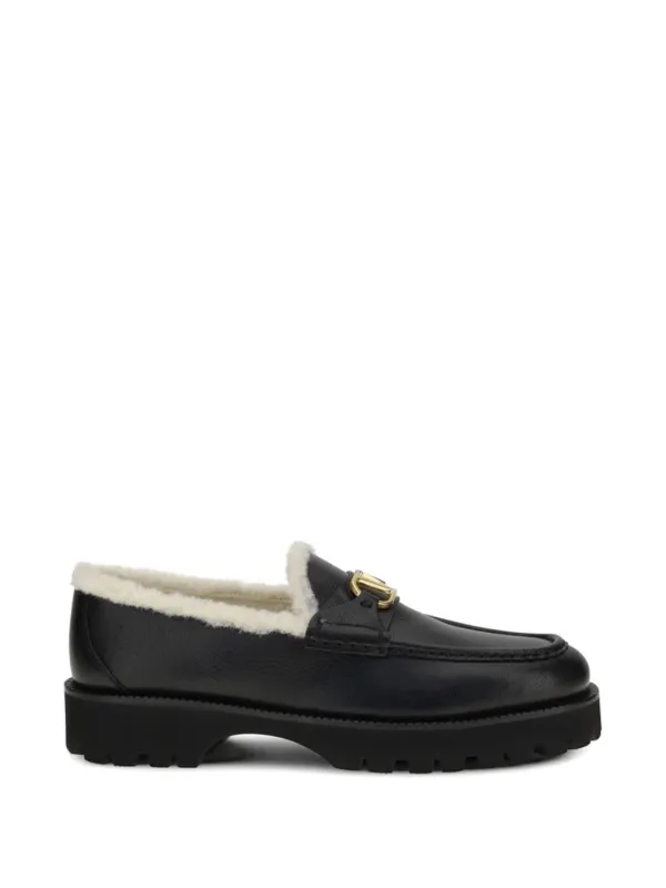 Valentino Garavani Logo Leather Loafers in Black