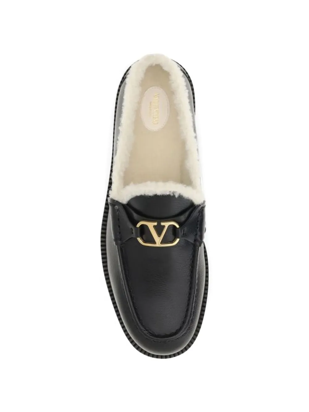 Valentino Garavani Leren loafers met logo Zwart