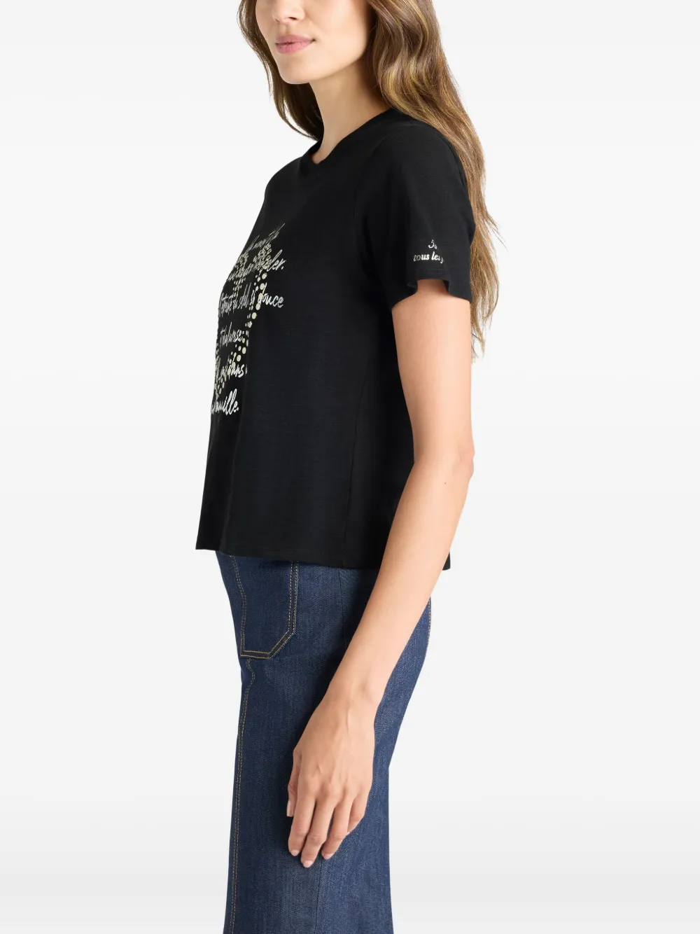 Cinq A Sept Love Letter T-shirt met studs Zwart