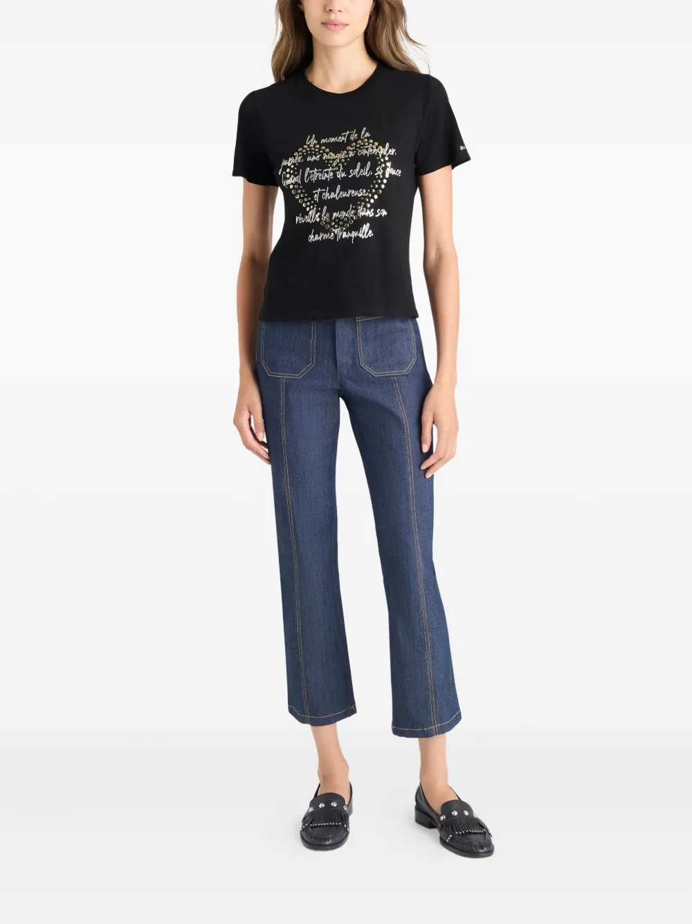 Cinq A Sept Love Letter T-shirt met studs Zwart