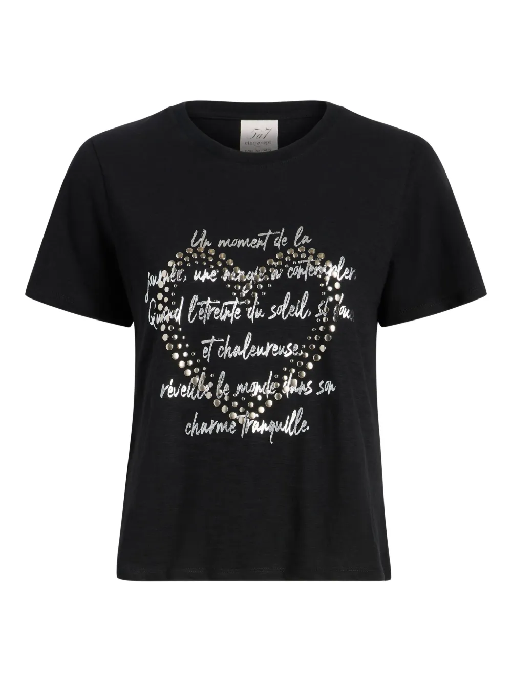 Cinq À Sept Studded Love Letter T-shirt In Black