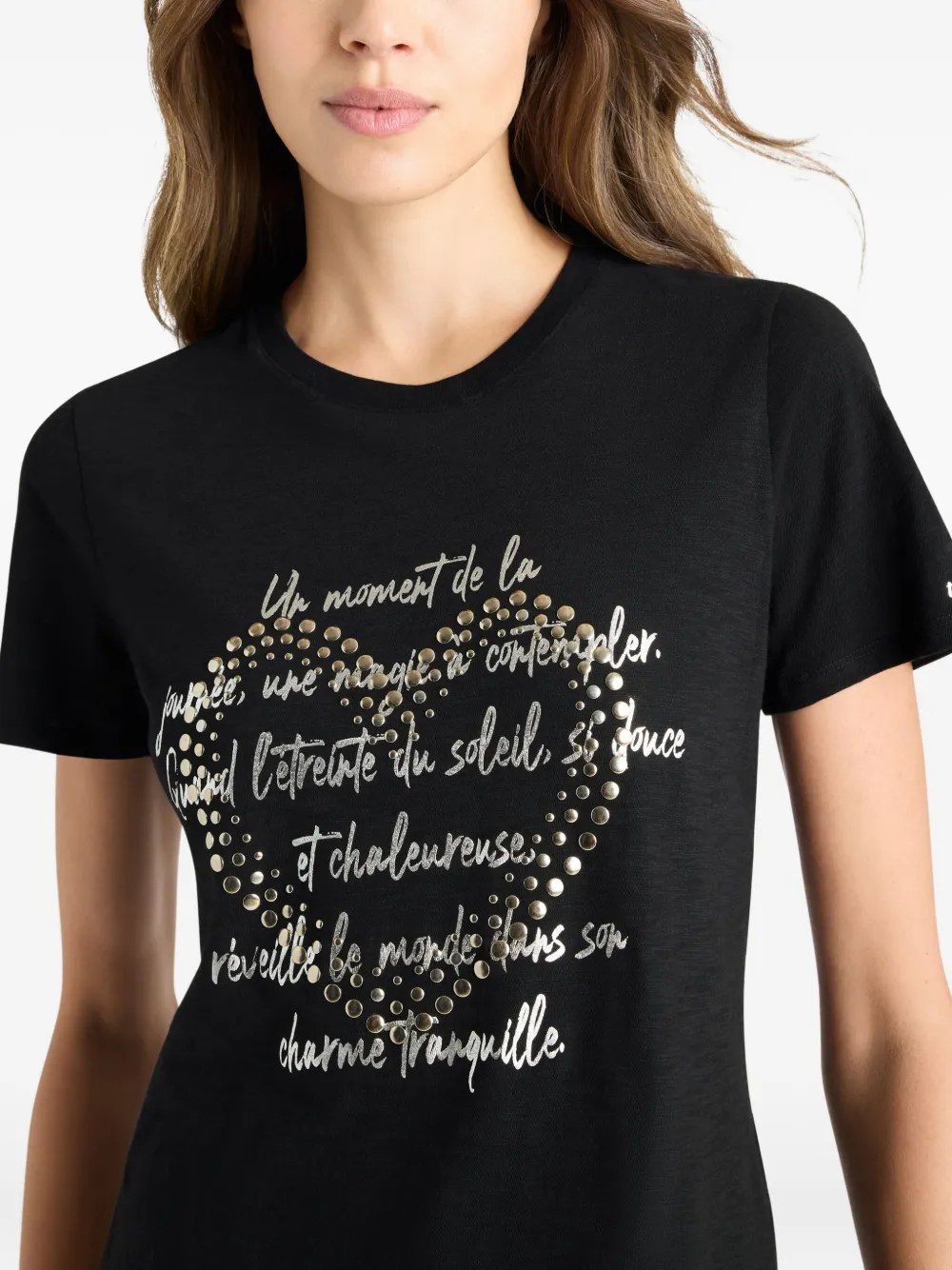 Cinq A Sept Love Letter T-shirt met studs Zwart