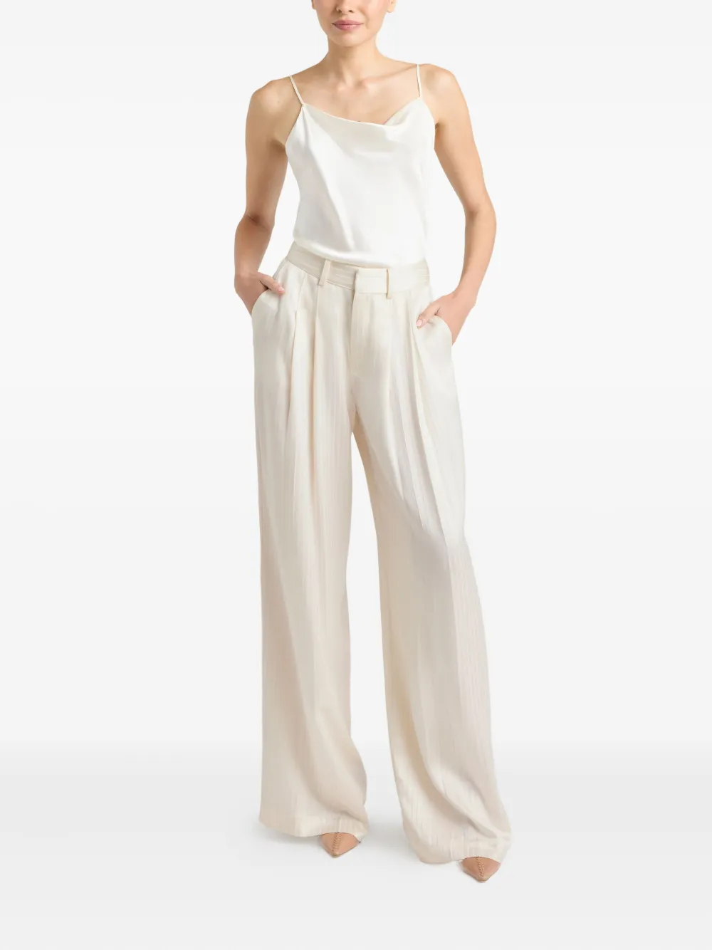 Cinq A Sept Georgia satin stripe trousers - Beige