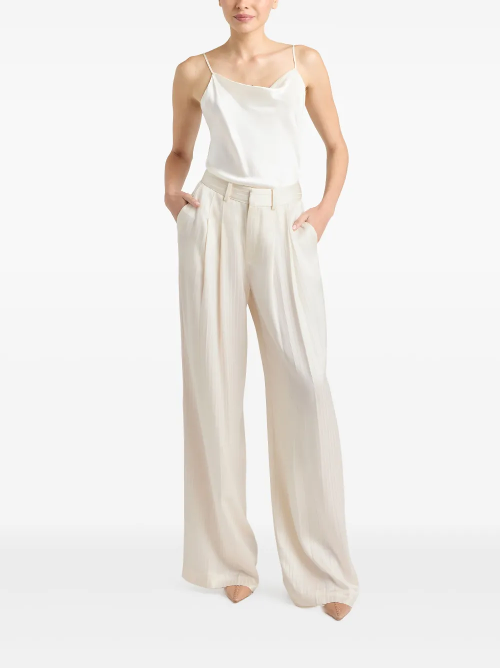 Cinq A Sept Georgia broek met satijnen streep Beige