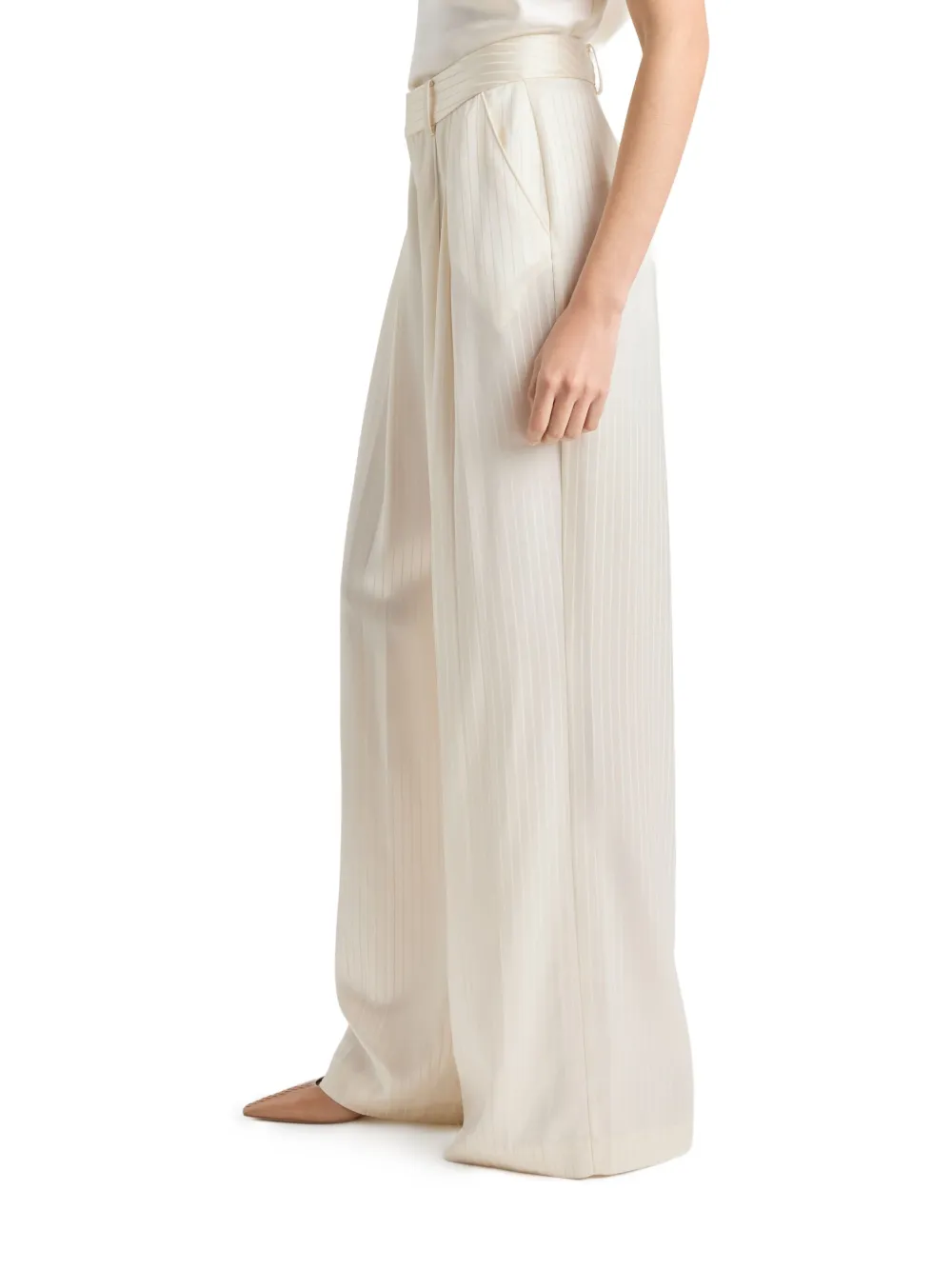 Cinq A Sept Georgia broek met satijnen streep Beige