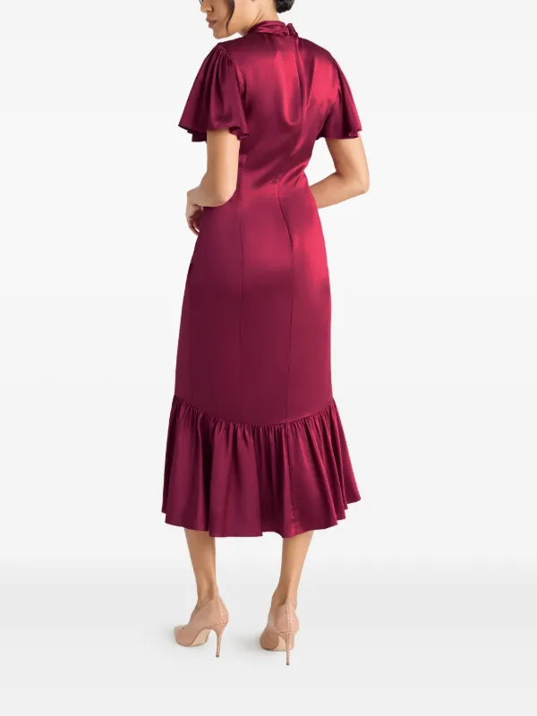 cinq a sept burgundy dress Cinq  Sept Fatima Ruffled Midi Dress